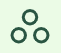 Minimalist green icon featuring three small circles arranged in a triangle pattern inside a light green square