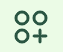 Minimalist green icon featuring three small circles and a plus sign inside a light green square